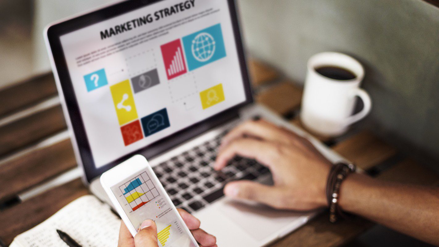 Marketing Strategy Connting Digital Devices Concept