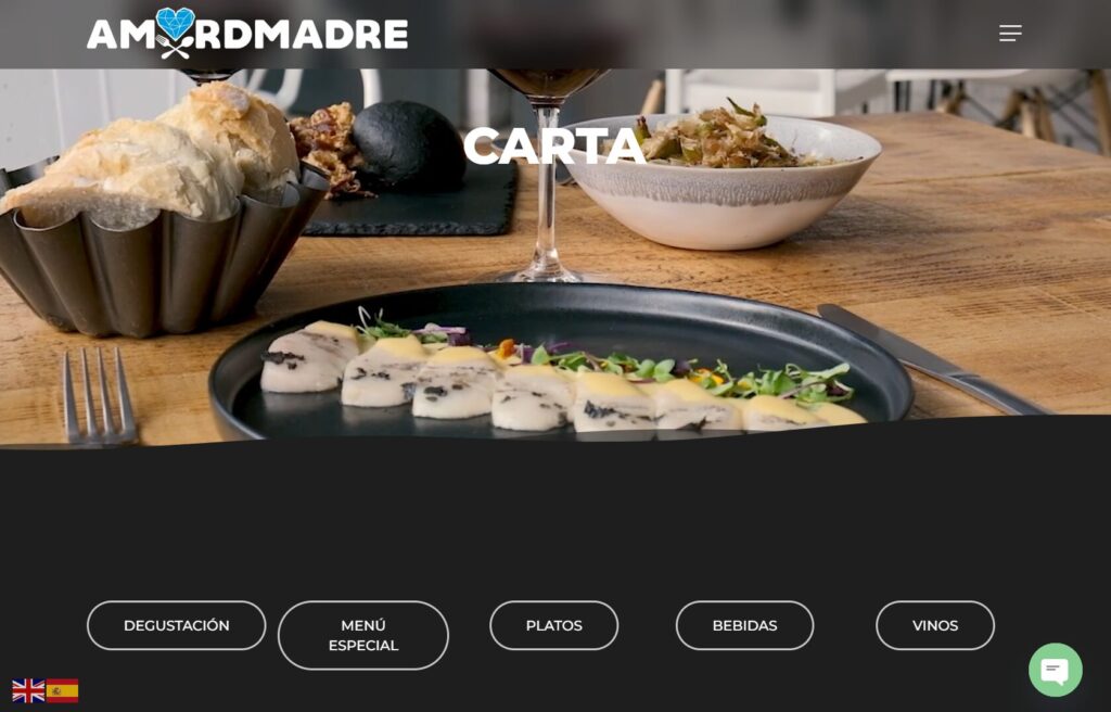 Nueva web de AmordMadre Restaurante